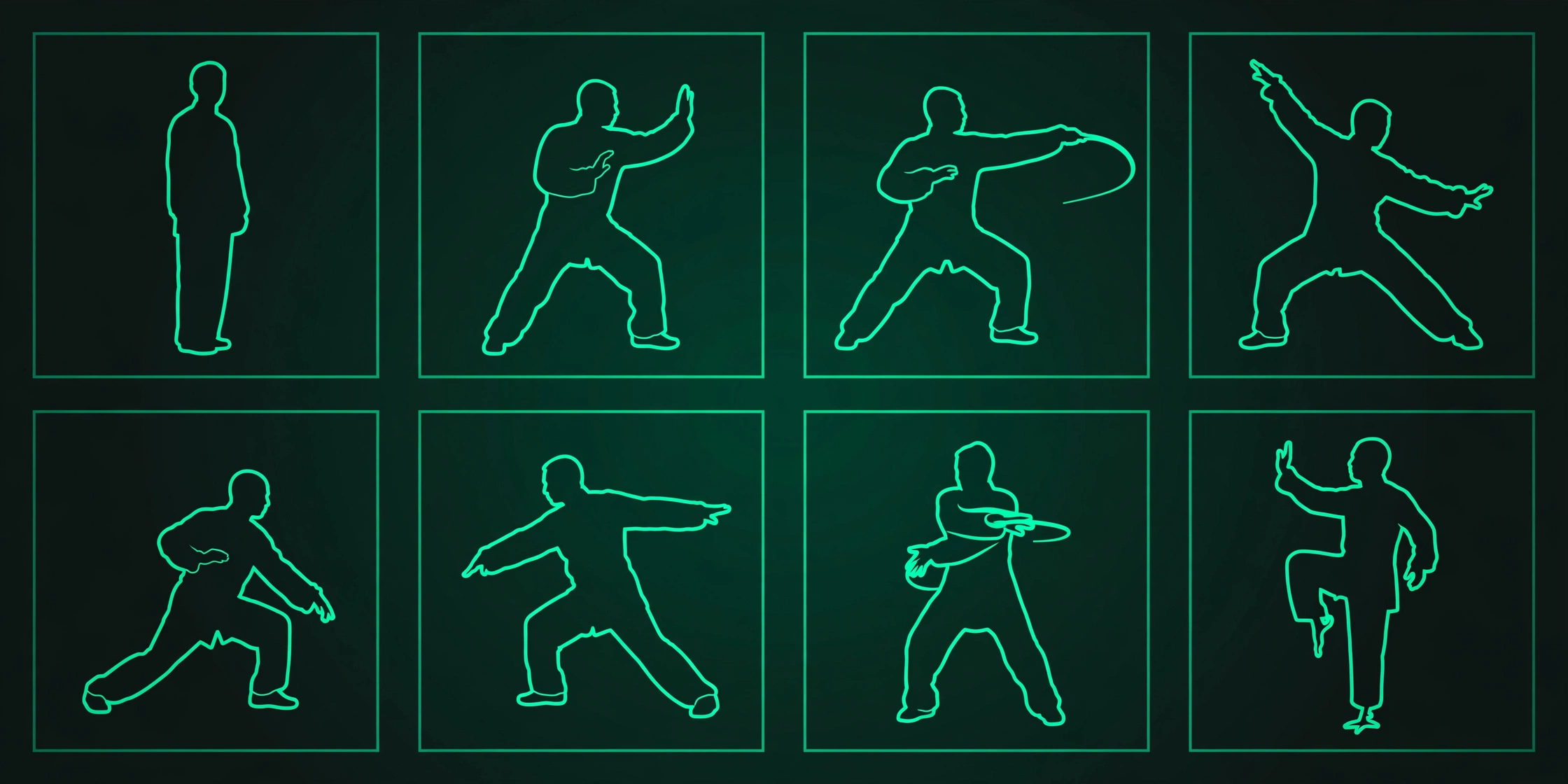 Diagram of eight classic tai chi postures